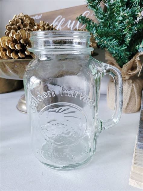 Glass containers. . Golden harvest drinking jar